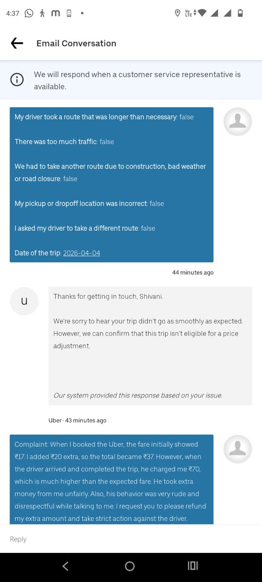 ajax4u2004's tweet photo. Hi @Uber_India, my wife booked an auto today. The upfront price was ₹35, but upon arrival, the driver insisted on ₹70 and started arguing. She ended up paying the extra amount to avoid a conflict. This is unacceptable. Please look into this overcharging issue.Chk attached. https://t.co/ZSmrLAKjGZ