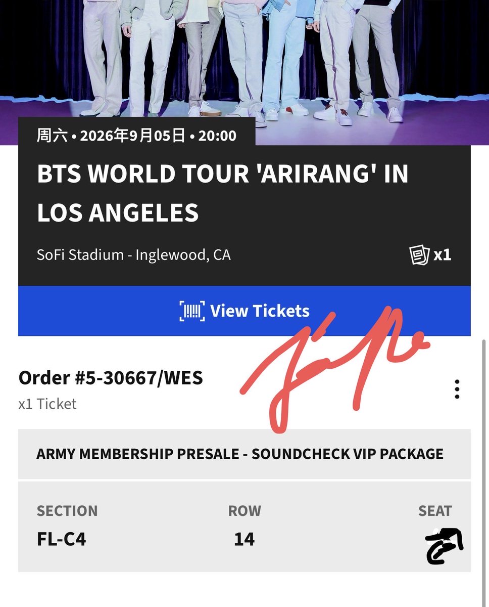 hjr_Jas27's tweet image. WTS BTS ARIRANG 2X TICKETS 
9.5 LA SECTION C4 🏷️1550 usd
9.6 LA VIP 132 🏷️1550 usd
DM IF INTERESTED!!!
- Zelle or alipay
- could provide any proofs needed
#BTS_ARİRANG #btscomeback2026bts #la #bts