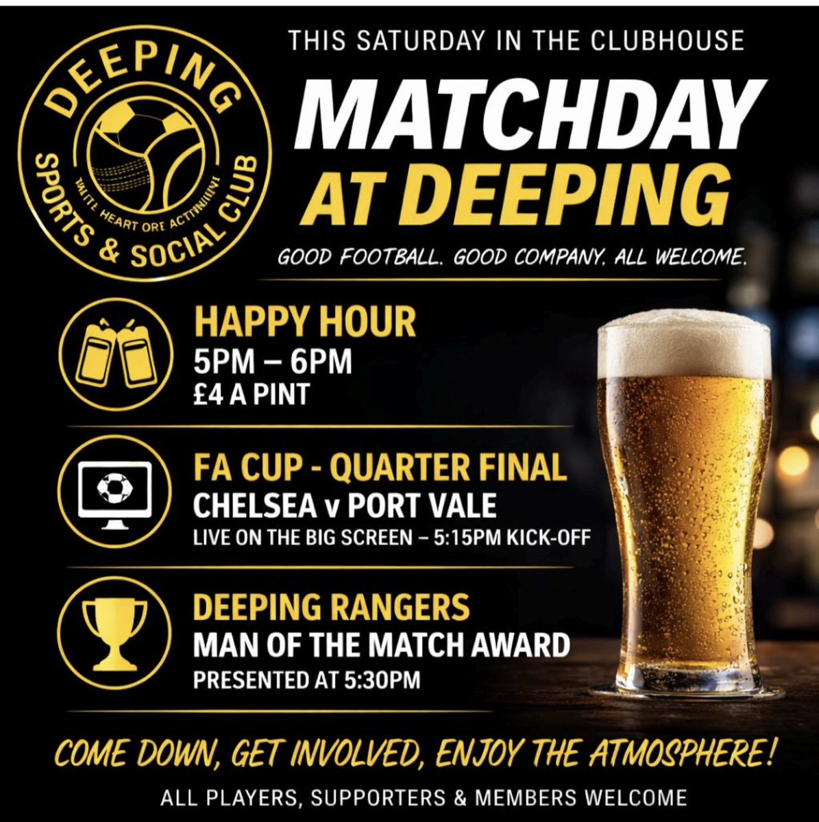 DeepingSSClub's tweet photo. Happy Hour today, 5-6pm
@DeepingRangers @EastwoodCFCV2 https://t.co/Z58w1P3EZH