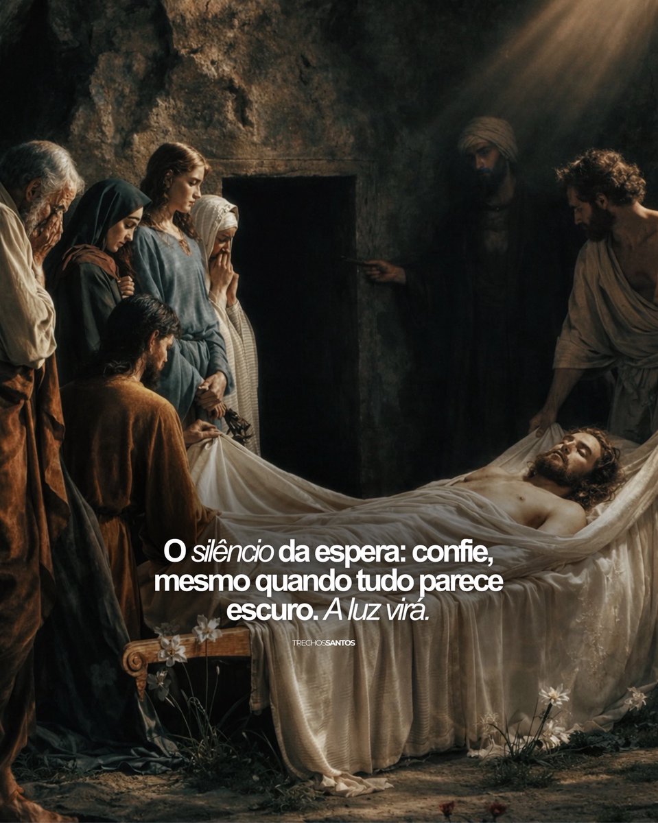 trechossantos_'s tweet photo. Sábado Santo é o dia do silêncio e da espera. Depois da cruz, tudo parece escuro e sem respostas, mas Deus continua agindo no invisível.

É o tempo de confiar como Maria: sem ver, sem entender, mas permanecendo fiel. O que hoje parece fim, na verdade é preparação para a vitória. https://t.co/aKCllOY09R