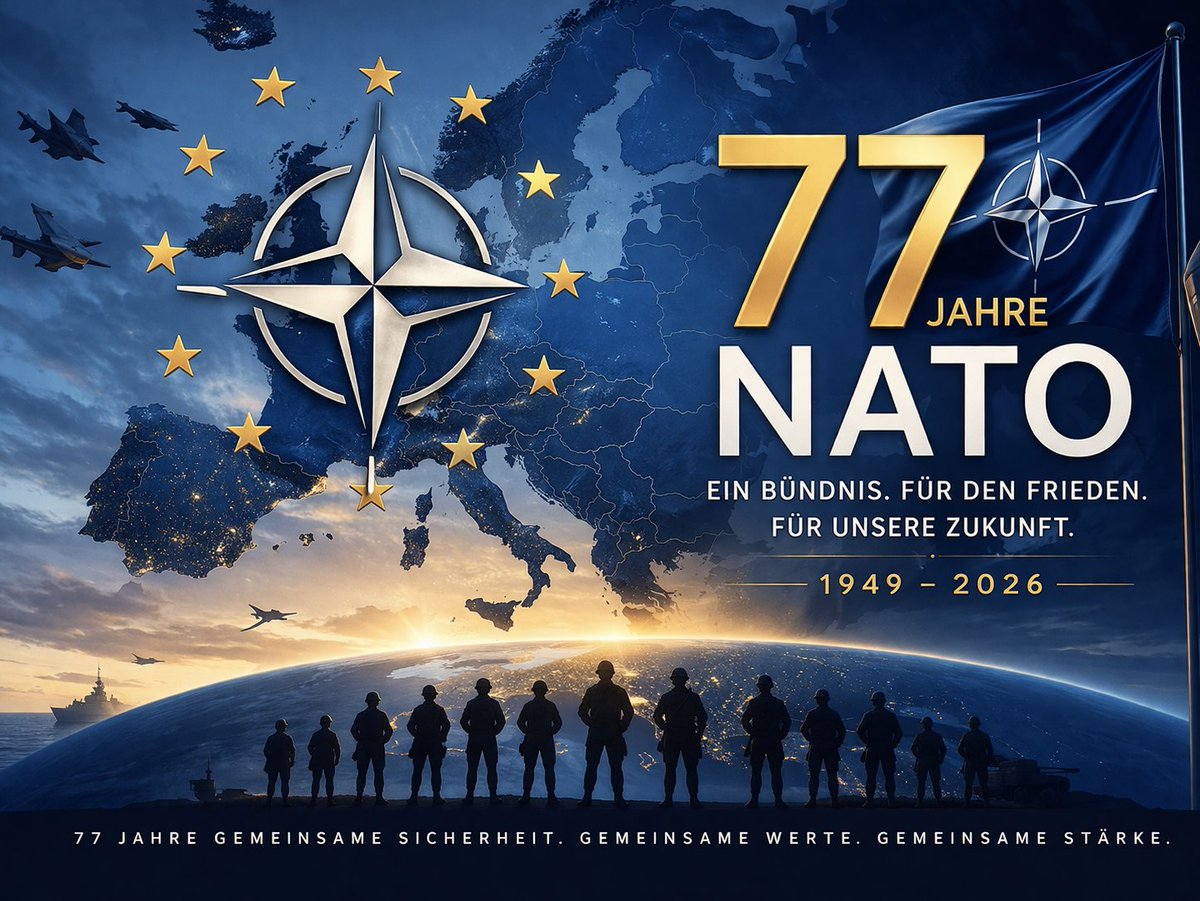 EviSmokes's tweet image. Heute feiern wir 77 Jahre #NATO,
77 Jahre gemeinsamer Werte, Sicherheit und Zusammenhalt.

Ich bin stolz, Teil eines Landes zu sein, das fest zur NATO steht u. diese Werte mitträgt – für eine Welt, in der wir uns aufeinander verlassen können.

#NATO77
#Allies
#GemeinsamStark