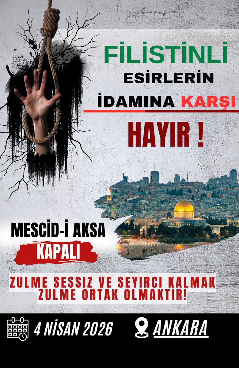 Flstn_yryspltfr's tweet photo. Bugün 
🟥Urfa
🟥Konya 
🟥Ankara
🟥Adana
Mescidi Aksa kapalı olduğu için ve Filistin'li esirler için çıkan idam kararına karşı toplanıyoruz!

 #FilistinliEsirlerİdamEdiliyor
 #cumartesi  #Başbuğ t https://t.co/fMH58As6E3