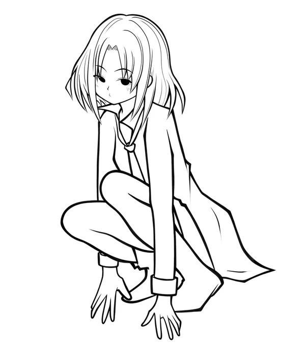 本日の下描きと線画 早く咳が治ります様に(о'∀`о) #一次創作 #イラスト