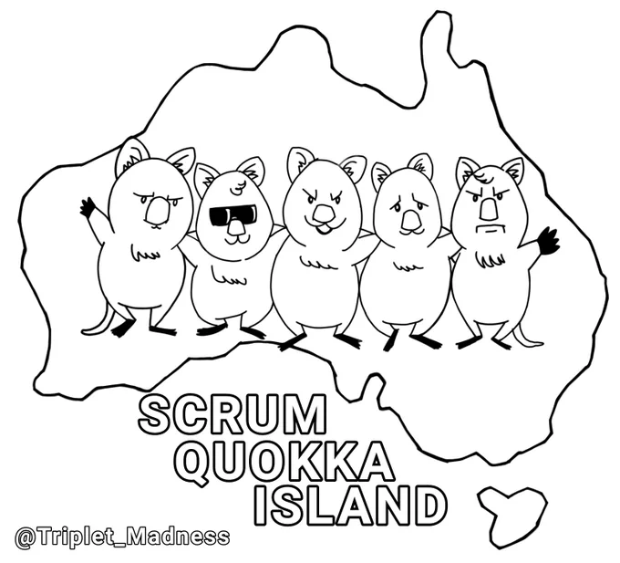 <スクラムを組むクオッカワラビー🇦🇺>描きました🎨🖌️
#イラスト #オリジナルイラスト 