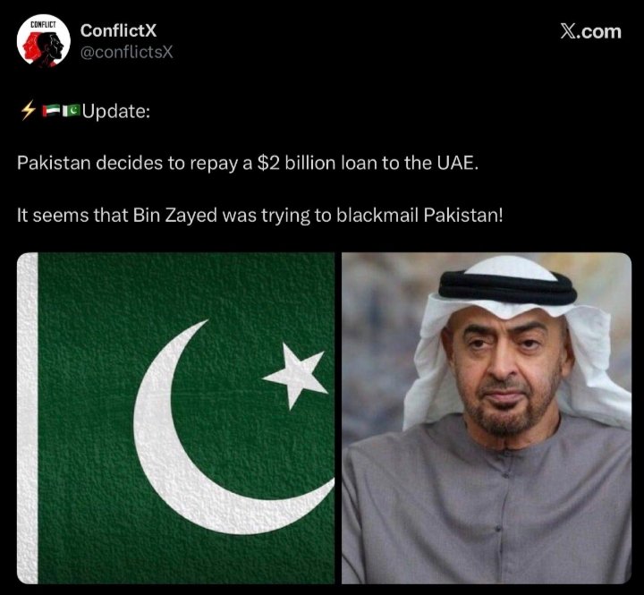 AbidaKhan593687's tweet photo. Pakistanis hailed UAE as a "brotherly nation" when it loaned billions. Now UAE asks for its money back? Suddenly it's a "blackmailer" &amp; "Israeli agent"! 😏 Namak haram much? UAE: true friend who expects repayment. Pakistan: expert at biting the hand that feeds. #UAE #PakExposed https://t.co/7sM57gL069