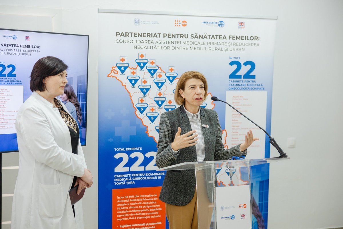 UNFPAMoldova's tweet image. 📣Quality maternal &amp;amp; #ReproHealth services—closer to all #women in🇲🇩

22 newly modernized gynecological offices launched in 11 primary healthcare centers, expanding access to essential care in hard-to-reach areas. 

🙏#Greece 🇬🇷for supporting equitable &amp;amp; inclusive women’s health!