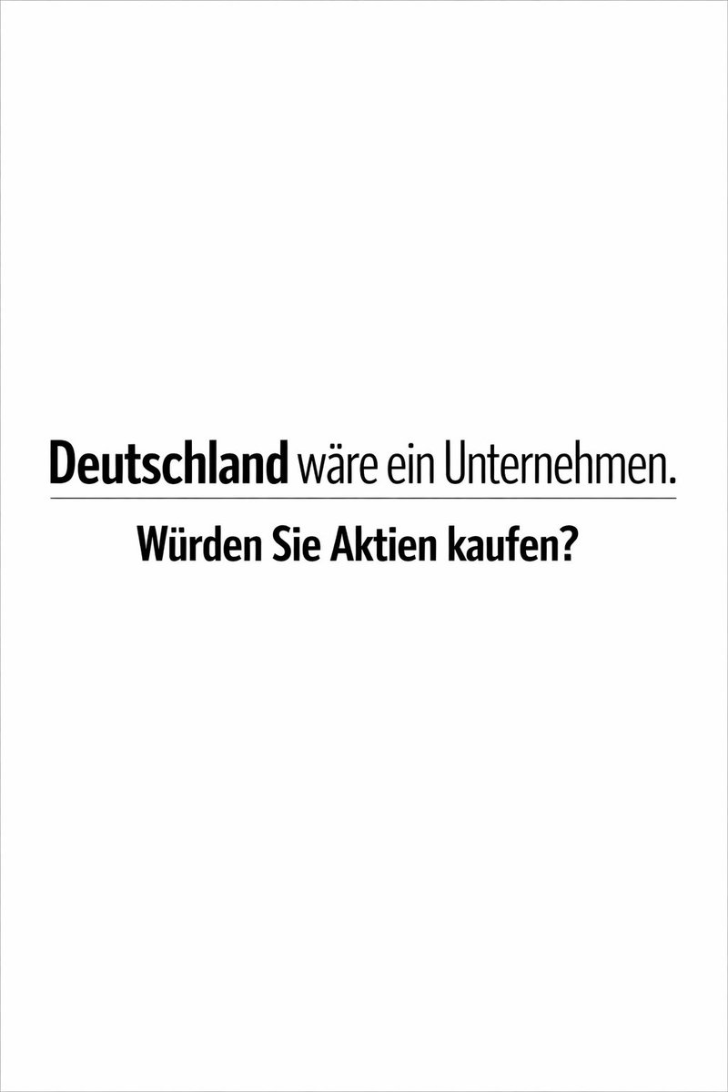 IsaakZweistein's tweet photo. Deutschland wäre ein Unternehmen.
Würden Sie Aktien kaufen?

Genau dieses Gedankenexperiment beschreibt mein neues Buch.

📘 Deutschland AG – Plädoyer für eine freundliche Diktatur der Effizienz

Erscheint am 13. April auf Amazon

👉 https://t.co/5IexBMHiFm

#buchtipp 
#lesen https://t.co/pyqBlaPvuy