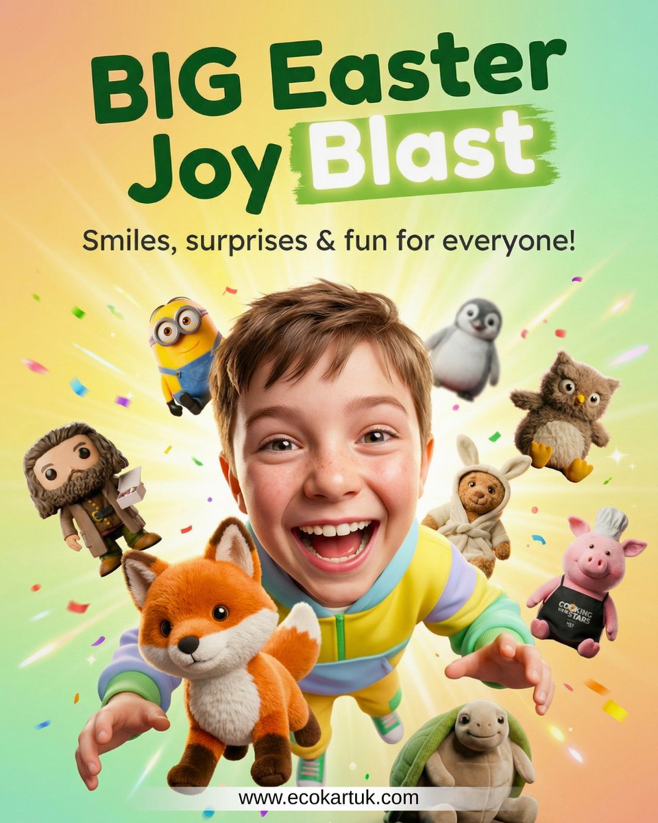 ecokartuk's tweet photo. 😄 That face says it ALL 🐣🎉 
The BIG Easter Joy Blast is LIVE on EcoKartUK! 

Quality preloved toys, smiles and surprises for every little one this Easter 🦊🐧🧸 

Shop now 👉 https://t.co/41MhMXNk0c 

💚 #EcoKartUK #Easter2026 #EasterToys #HappyEaster #PrelovedUK https://t.co/7wXE3CMUux