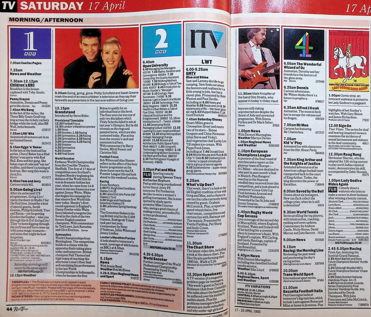 TvDidYouSee's tweet image. #OnThisDay 17 April 1993 📺TV Listings
After 179 episodes, it's the final ever GOING LIVE! 
It seems the end is nigh in YOU RANG, M'LORD.
WOGAN MEETS . . . #BillyCrystal.
#TheBill makes a brief flirtation with Saturday nights on ITV.
WESTBEACH continues.