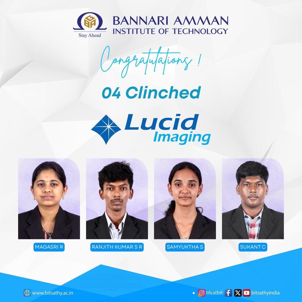 🎉 4 BIT students placed at Lucid Imaging! A proud milestone 🚀 Wishing ...
