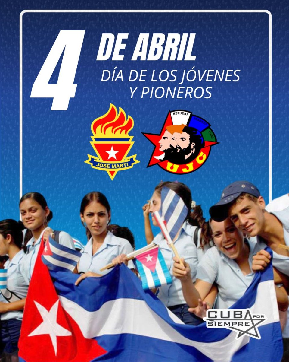 🇨🇺 #Cuba celebra el 64 aniversario de la <a href="/UJCdeCuba/">UJC de Cuba</a> y el 65 de la <a href="/OPJMCuba/">OPJM Cuba</a>.
Un día de historia, amor y sueños firmes. ¡Felicidades a todos los que cada día hacen viva la obra de la niñez, adolescencia y la juventud cubana!