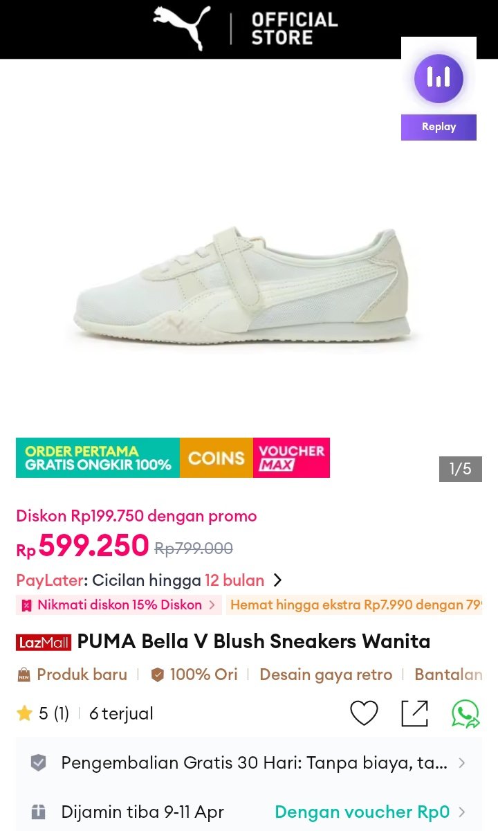 ngeliat puma bella v blush ini langsung jatuh cinta, makin happy karena Eksklusif Di Lazada dan lagi lazada 4.4 sale, ada diskon s.d 50% + ekstra voucher 45% deal terbaik sih ini. gas co sebelum kelewatan eventnyaa

lazada.co.id/products/-i883…