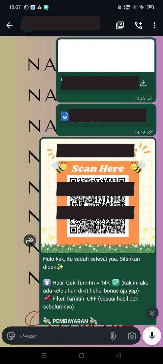 naycute_'s tweet photo. 867. Joki humanize/ parafrase AI dari 100% > 15% ✅
868. Unlock scribd ✅
869. Parafrase manual/turunin persentase turnitin dari 35% > 11% ✅
 #naycutesti #zonaba #zonauang #jokitugas https://t.co/X3l2pItkaG