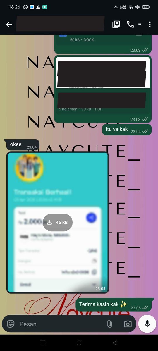 naycute_'s tweet photo. 867. Joki humanize/ parafrase AI dari 100% > 15% ✅
868. Unlock scribd ✅
869. Parafrase manual/turunin persentase turnitin dari 35% > 11% ✅
 #naycutesti #zonaba #zonauang #jokitugas https://t.co/X3l2pItkaG