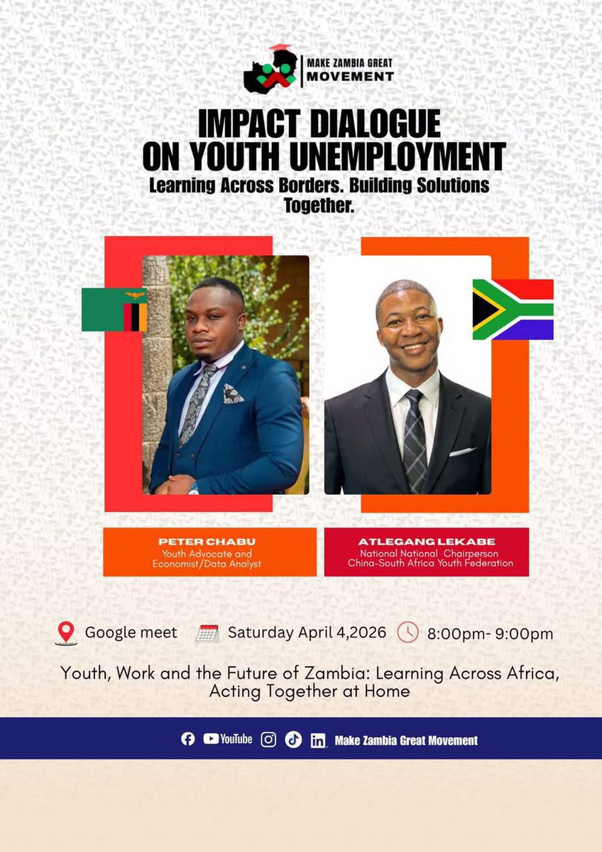 The National Chairperson of the China–South Africa Youth Federation will be sharing our perspective on the impact of dialogue in addressing youth unemployment. Join us for this important and timely conversation as we explore solutions, collaboration, and the role of young people.