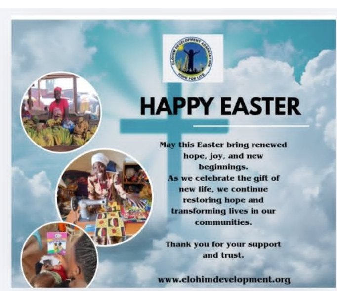 ElohimDevelop's tweet photo. Happy Easter 
This season reminds us of hope, renewal, and new beginnings. As we celebrate the gift of life, we remain committed to restoring hope and transforming lives in our communities. Thank you for walking this journey with us. 💛 #HappyEaster #RestoringHope https://t.co/uJhe3noJxC