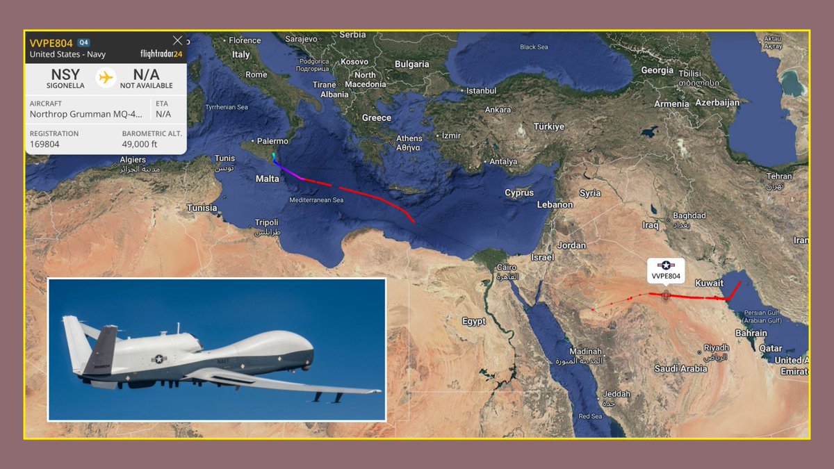 AirSpecInt's tweet image. #USN - Surveillance Mission:

#MQ4C Triton
169804
VVPE804

Noted 11:40 utc