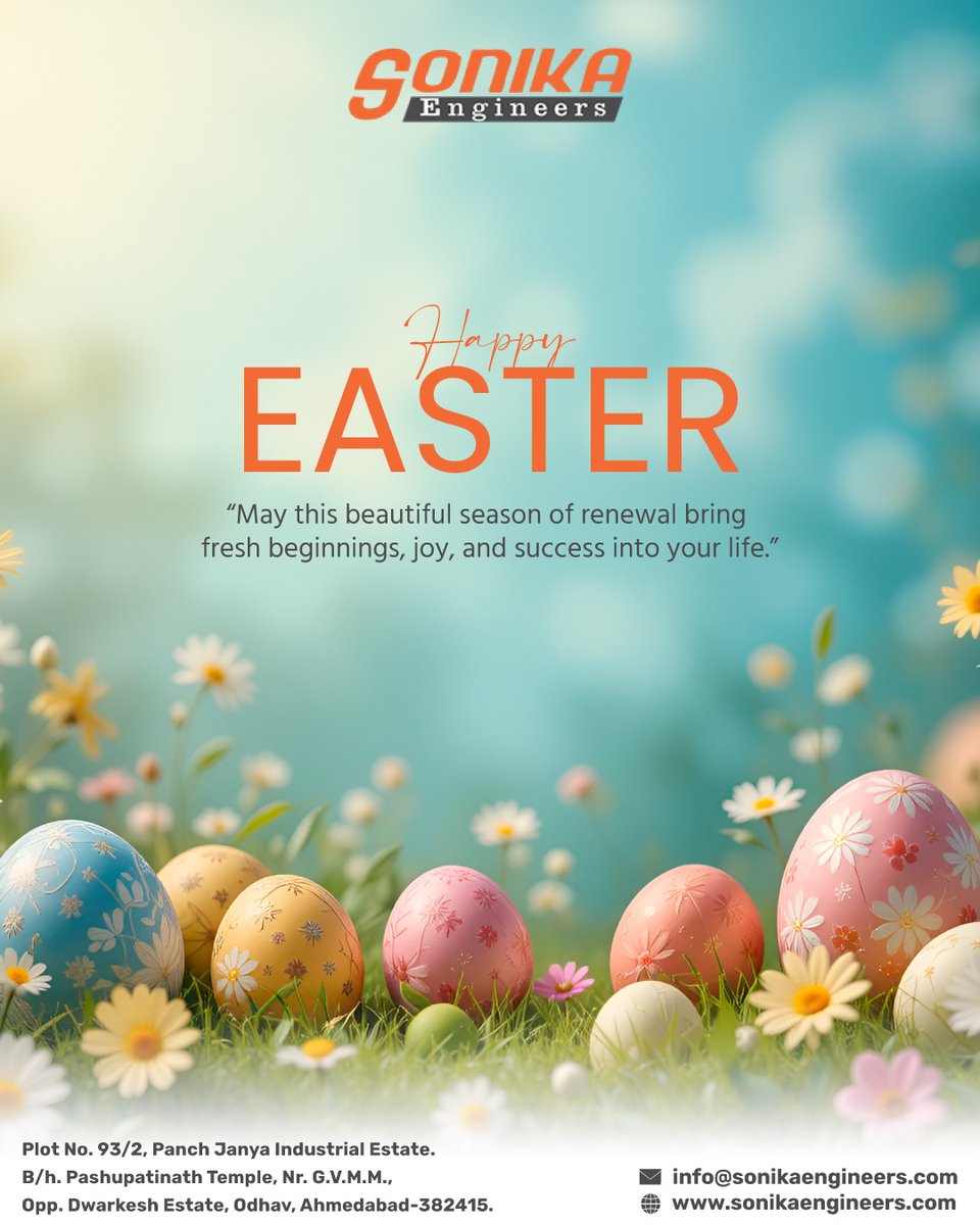 sonikaengineers's tweet photo. Happy Easter Wishes from Sonika Engineers 🌸
Wishing you a joyful and blessed Easter filled with happiness and new beginnings! 🌼
#HappyEaster #Easter2026 #EasterVibes #SpringSeason #NewBeginnings #FestiveWishes #SonikaEngineers #FestivalGreetings #JoyAndHappiness #BusinessPost https://t.co/3Yphcg8mAg