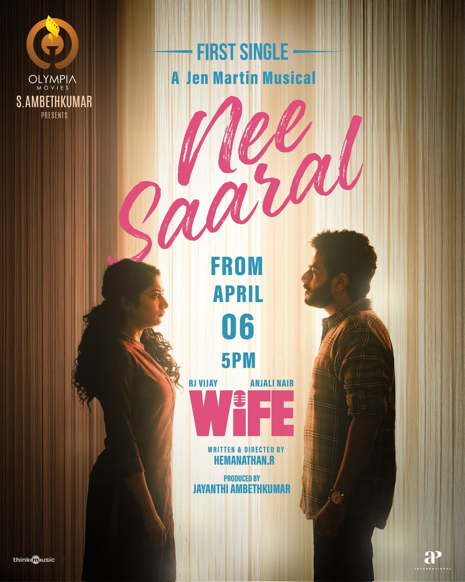 kayaldevaraj's tweet photo. The wait melts into melody 🎶
First single #NeeSaaral from #Wife drops on April 06 at 5PM ⏳

@RJVijayOfficial @ambethkumarmla @olympiamovis @dir_hemanathan @JenMartinmusic @ianjalinair @Abishek_jg @shakthi_dop @sanjay_cheqba @DPonnuraj @gayathribala21 @sharmaseenu11 @proyuvraaj https://t.co/hePac3G01x