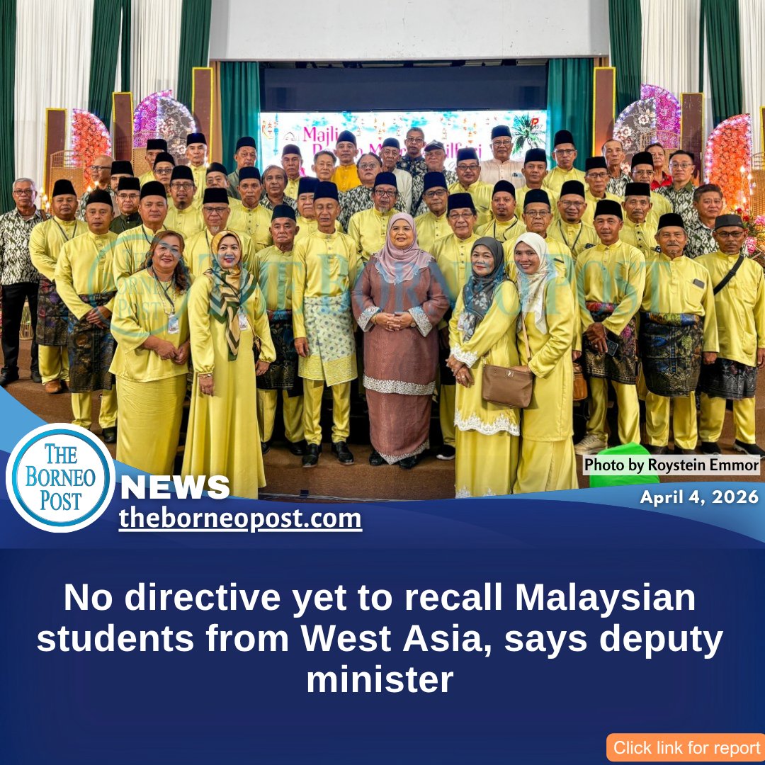 theborneopost's tweet image. Deputy Minister Datuk Rubiah Wang says MARA-sponsored Malaysian students in West Asia will continue their studies as usual, with their safety closely monitored amid ongoing conflict.
theborneopost.com/2026/04/04/no-…

#Malaysia #Education #StudentSafety #WestAsia