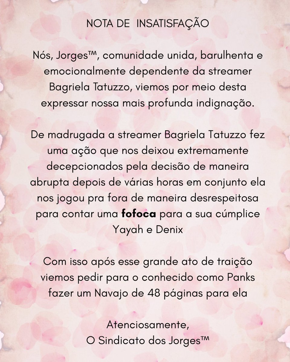 Curibaro's tweet photo. Nota de insatisfação direcionada a streamer bagi devido aos atos dela nessa madrugada:

/piada /ironia /não levar a sério https://t.co/u9uuDpKkbZ