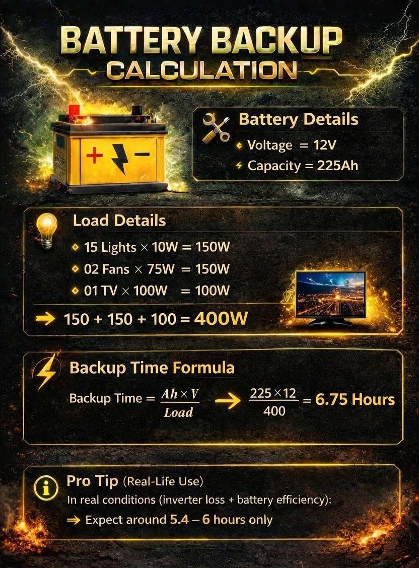 Battery Backup Time Calculation 🔋⚡