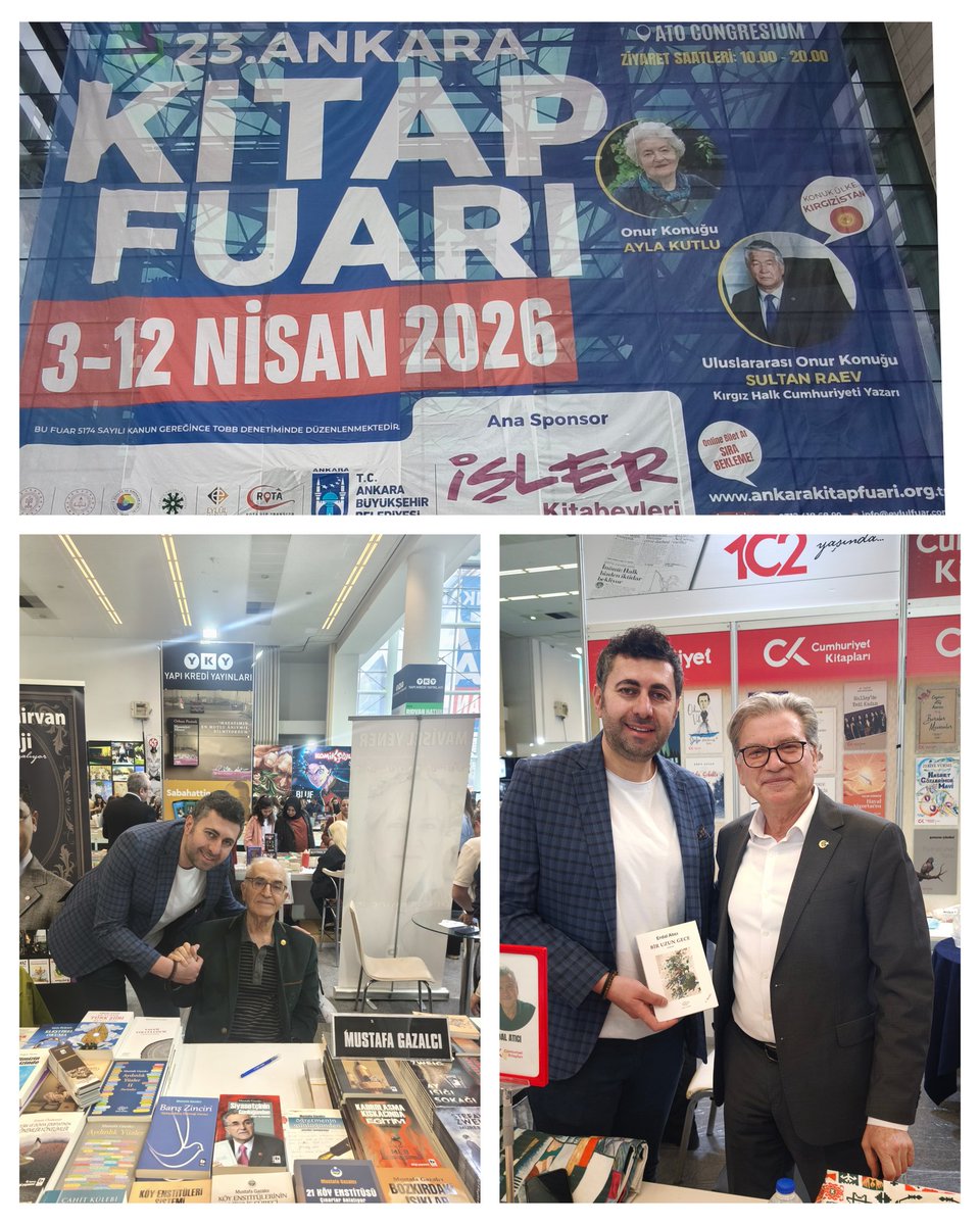 alper_ogretici's tweet photo. "Okumak, iki ruh arasında kurulan en sessiz ama en derin bağdır."

23. Ankara Kitap Fuarı’nın büyülü atmosferinde çok kıymetli bir tesadüf yaşadım. Anadolu Eğitim Sendikası olarak geçmişte 'Başöğretmenlik Onur Ödülü' takdim ettiğimiz Sayın Mustafa Gazalcı ve Sayın Erdal Atıcı ile karşılaşıp, yeni eserlerini imzalatma şansı buldum. Eğitim ve edebiyatla dolu bu kıymetli sohbet bizler için mutluluk vericiydi.

​Tüm kitapseverleri bu atmosferi solumaya davet ediyorum. 📚
#AnkaraKitapFuarı
@mgazalci
@erdalatici48