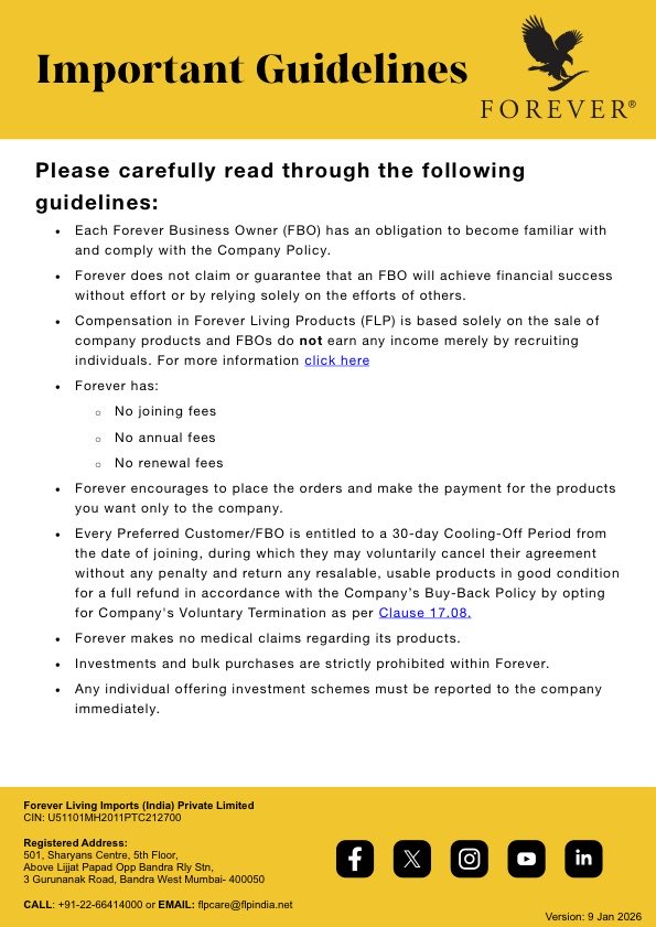 flpindia's tweet image. At Forever, we believe in transparency and informed decisions.

We request everyone to carefully review these important guidelines.

#ForeverIndia #BusinessEthics #Compliance