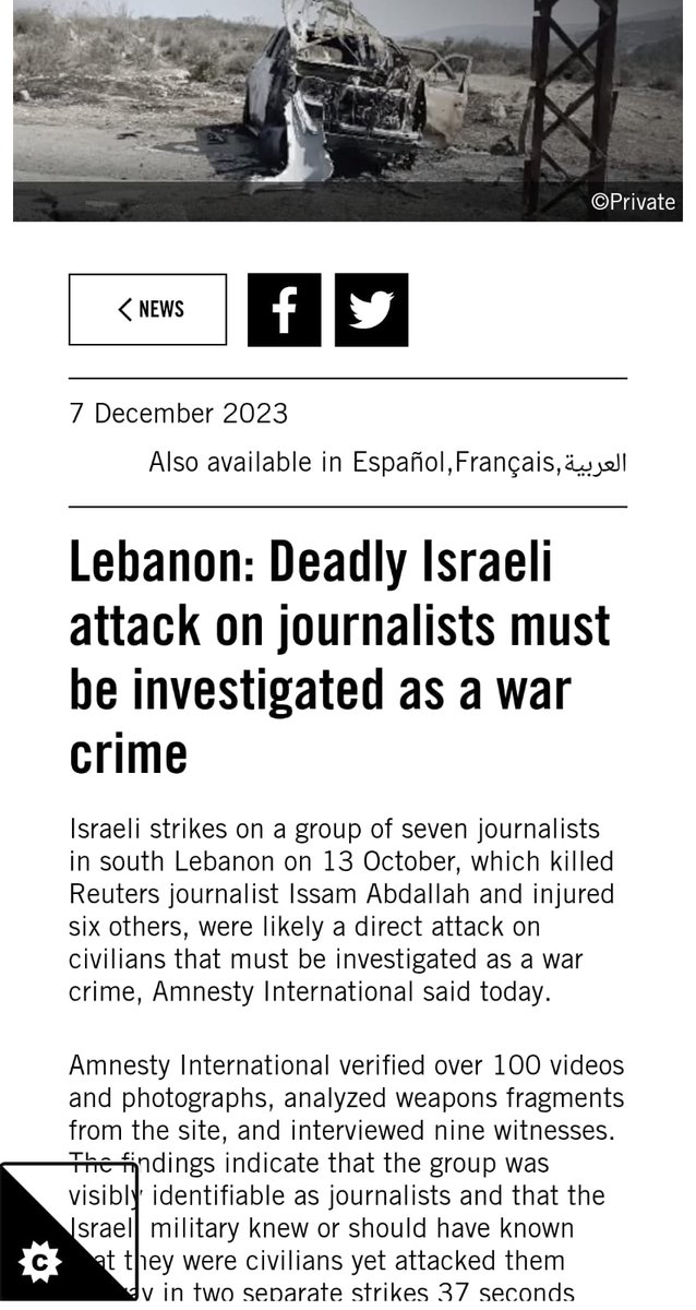 ainurohman's tweet photo. Harap diingat, israel ini negara busuk pemilik rekor mematikan bagi jurnalis. Sudah lebih dari 100 jurnalis dibunuh oleh serangan israel. 

Termasuk pembunuhan kpd jurnalis Reuters di Lebanon Selatan, Issam Abdallah. Kelompok jurnalis dlm rombongan Issam padahal sudah pakai rompi dan helm bertanda "PRESS" yg jelas tapi masih aja ditembaki oleh israel.

Bertanya mengapa media Indonesia nggak datang ke sana tapi israel tetap menembaki jurnalis itu bentuk kemunafikan yg nyata sih. 

Lagian ngapain ke Lebanon Selatan kalau laporan2 jurnalis kerap disensor dan disetujui oleh militer israel sblm dipublikasi?