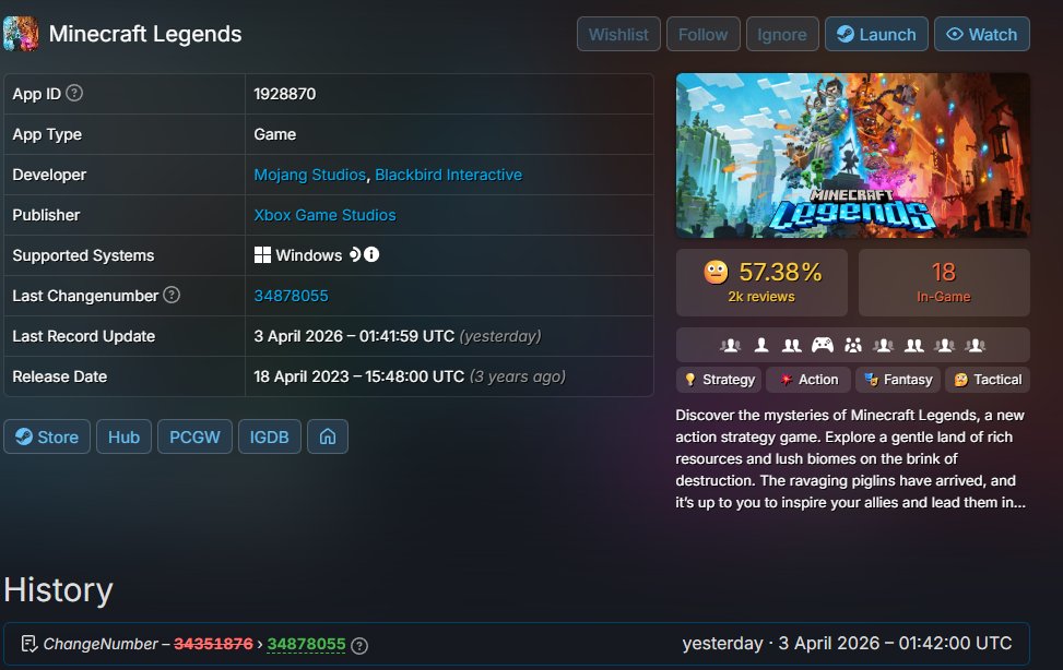 MicleeMods's tweet photo. Hidden change on Minecraft Legends on Steam? 🤔 https://t.co/A09gJp0oTV