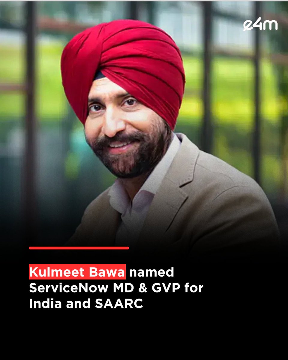 e4mtweets's tweet image. Kulmeet Bawa named ServiceNow MD &amp;amp; GVP for India and SAARC.
He has over 20 years of experience in enterprise tech and SaaS. 

Read - exchange4media.com/people-movemen…

@kulmeetbawa 

#e4m #KulmeetBawa #ServiceNow #LeadershipUpdate #PeopleMovement #SaaS #EnterpriseTech

If it’s trending in