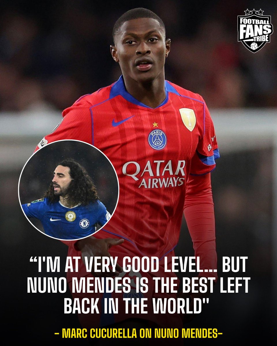 FansTribeHQ's tweet image. Fair point Cucurella… e go hard to see left back wey good as Nuno Mendes for the World right now 😮‍💨

#cucurella #nunomendes #chelsea #psg