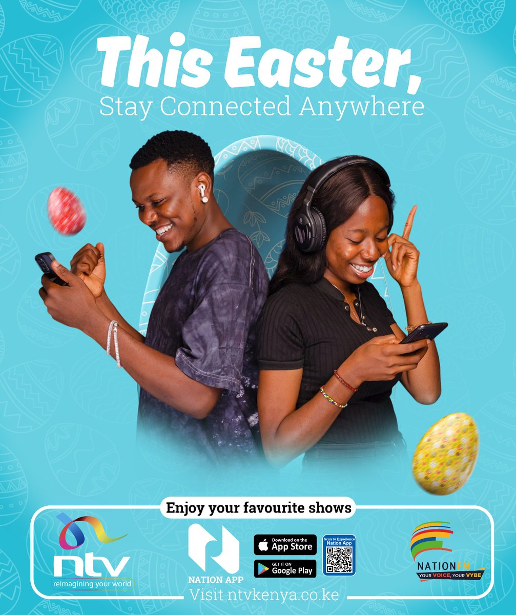 ntvkenya's tweet photo. This Easter, your connection doesn’t depend on location.
NTV and Nation FM are already on your phone with the Nation App.
#NationApp #EasterWithNation #NTVOnTheGo #NationFMOnTheGo https://t.co/ihmiRdnjSS
