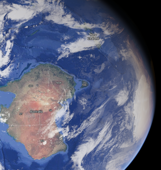 huntster1701's tweet photo. @messiah_07 @NASA @Astro_Christina @astro_reid Only partially, your arc is too far up. Antarctica is to the right of Australia here, just on the limb of the Earth. You did catch New Zealand, though. From Google Maps: https://t.co/oiYBC0eFhK
