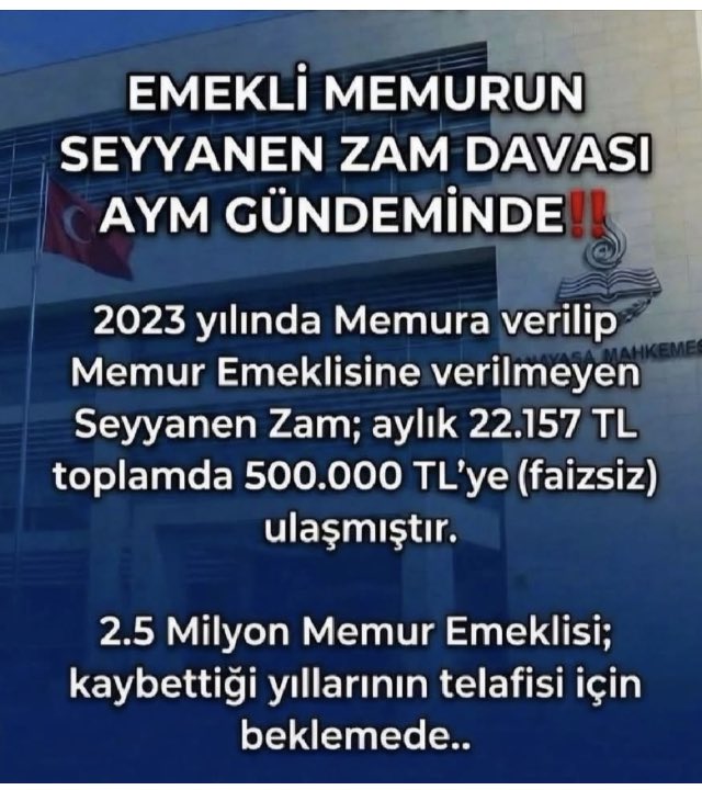 RzaAltan327154's tweet photo. Artık tek ve son umudumuz A.Y.M...Biz Emeklilere verilmeyen seyyanen zamlarımızın verilmesini için için ANAYASA MAHKEMESİNDE açılan davadan idealist,dürüst hakimlerimizden lehimize karar bekliyoruz. Adalete ve hakimlerimize güveniyoruz.
#MemurEmeklisineAdalet https://t.co/0gJWJaFv89