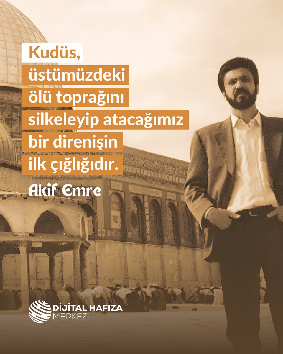 dijitalhafizam's tweet photo. Kudüs, sadece bir şehir değil; bir silkeleniş, bir uyanış ve köhneleşmiş fikirlerin üzerimizdeki ağırlığını atma iradesidir. Rahmetli Akif Emre’nin de dediği gibi, o direnişin ilk çığlığıdır.

📌Bugün bu çığlığa ses olmak, hafızayı diri tutmak demektir. 🇵🇸 https://t.co/x7QSuIJKkp