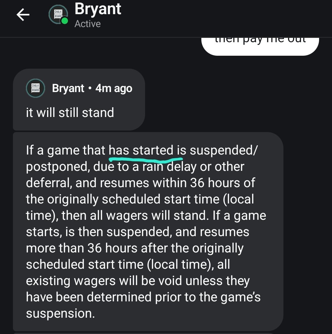 TOP_B4's tweet photo. @ChalkboardHQ RUN ME MY MONEY!
KC game got postponed. Never played an inning. Line should be voided and shield play should pay me out about 34x
Attached are copies of me catching you guys in your own lies! https://t.co/DHsfNEjFHh