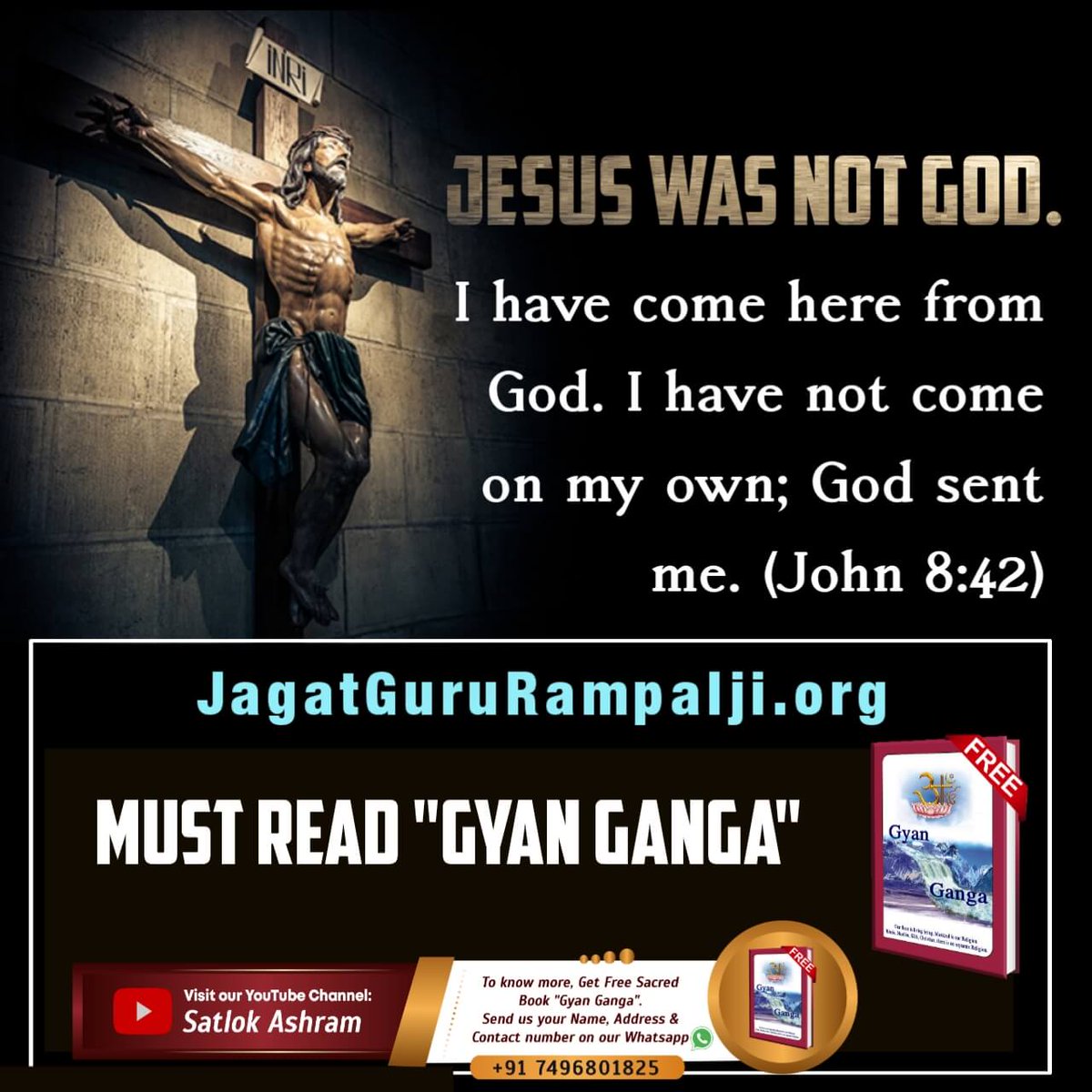 #RealKnowledgeOf_Bible
JESUS WAS THE SON OF
GOD ⤵️
 Lord Kabir is the eternal father of all souls. He never dies.
GOD KABIR ONLY IS WORTHY OF BEING WORSHIPPED
Sant RampalJi YtChannel