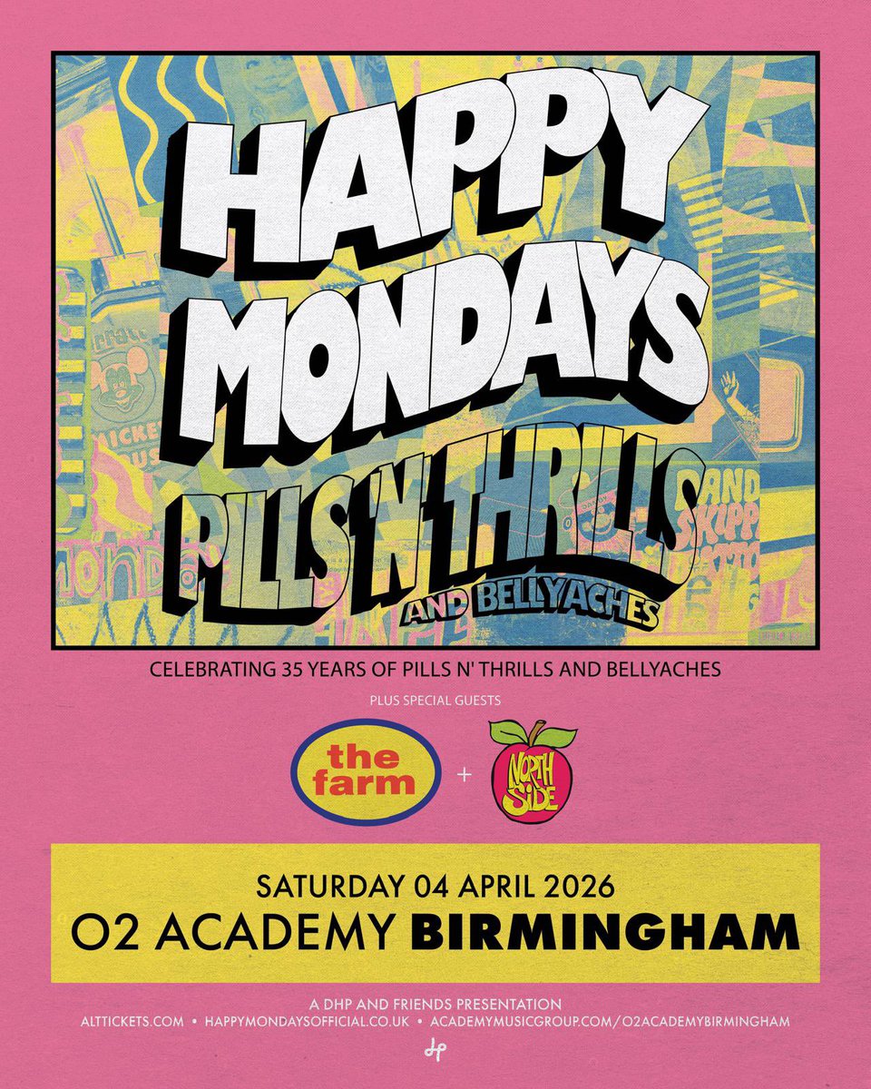 officialswr's tweet photo. TONIGHT!!! 🪇

Happy Mondays play O2 Academy in Birmingham   

The Farm:
7.40pm
Happy Mondays 
8.50pm 

#HappyMondays #TheFarm #Tour #Livemusic @TheFarm_ https://t.co/RHEj6DHpEr