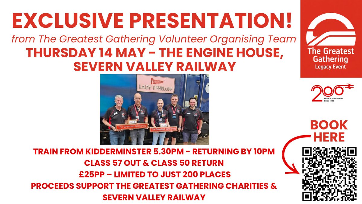 greatestgather's tweet photo. Not long now!
Join us on 14 May at @svrofficialsite for an exclusive presentation on the organisation of The Greatest Gathering. https://t.co/6pkIzcbtJx