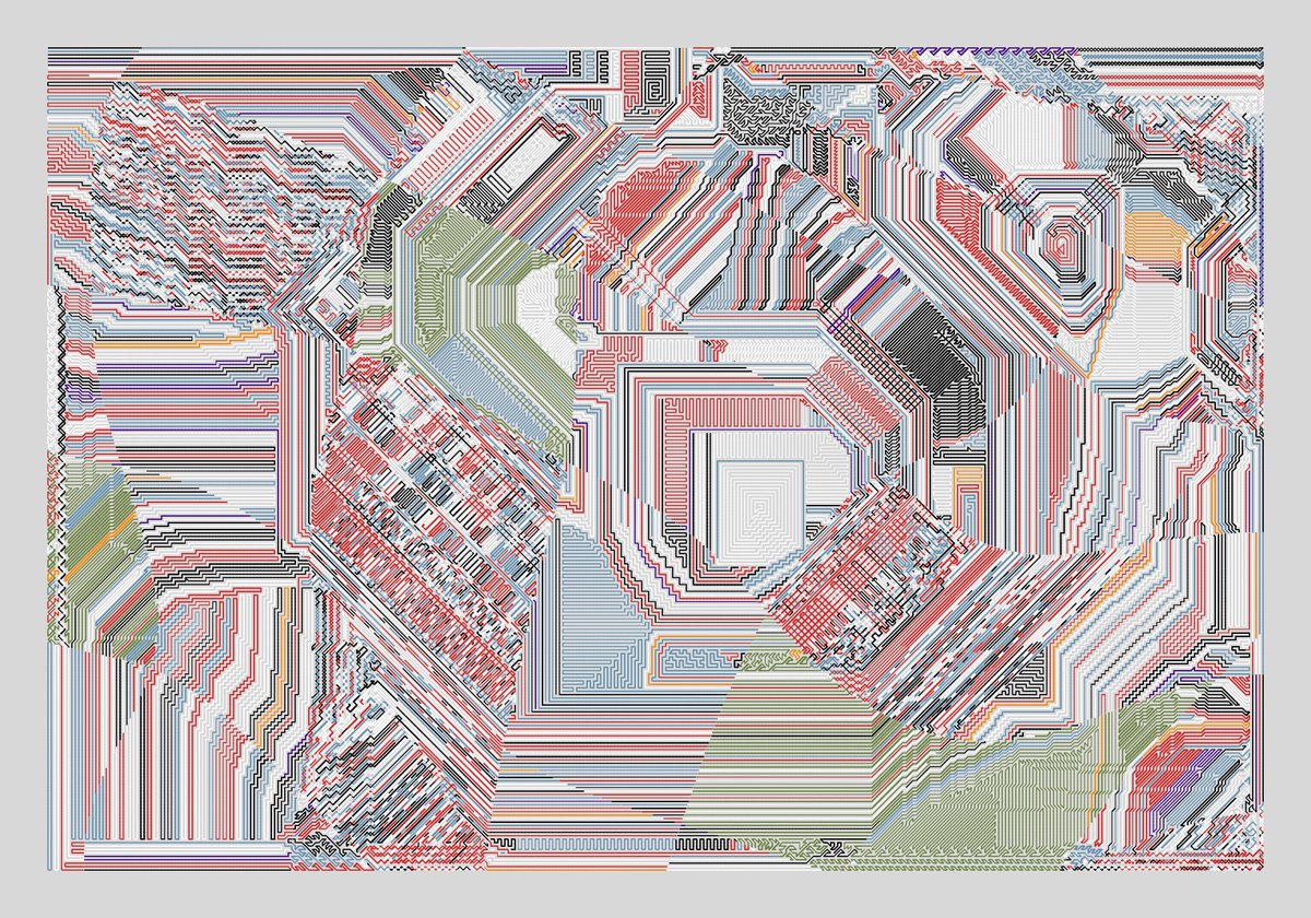 CCDDBB's tweet image. Plottable Mess #355

#javascript #plotterart #plottertwitter #generativeart #genart #digitalart #abstractart #graphicart #nft