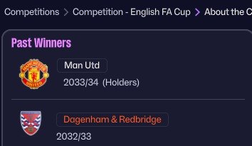 ptf19_'s tweet photo. Against all odds (pic 1) and after 5 straight promotions, i got Dag&amp;Red promoted to the Prem while somehow also winning the FA Cup, and then won the Europa League the following season on FM26! https://t.co/NME1SE9gga