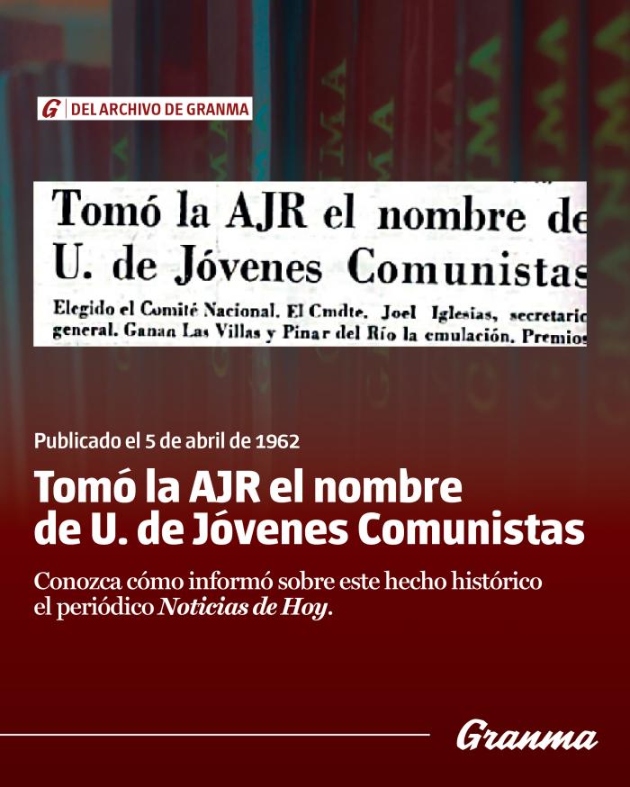 #DelArchivoDeGranma ǀ Tomó la AJR el nombre de Unión de Jóvenes Comunistas
🗃️Así informó sobre este hecho histórico el periódico🗞️ Noticias de Hoy. Conozca más en el siguiente artículo, publicado el 5 de abril de 1962.
Léalo aquí: 👇
acortar.link/cC13Pa