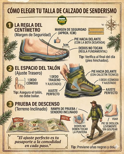 Elegir la talla de #calzado apropiado para #senderismo.

Evitar la #uñaNegra 🦅