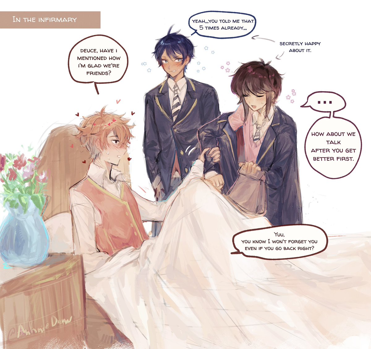 AnhnieDraw's tweet image. Love sickness: a condition where the patient is delirious and cannot differentiate between other emotions and love.