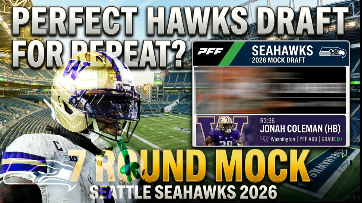 cpgmNFLDraft's tweet photo. 🚨Seattle Seahawks 7 Round Mock Draft 2026 | RELOAD 4 REPEAT! #CPGM #Seahawks #MockDraft #NFLDraft

Video in Thread. https://t.co/prhWqay8Ob