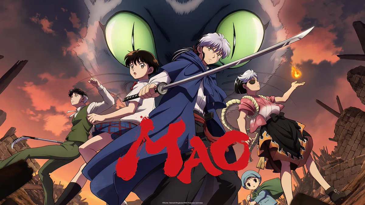 AIR_News01's tweet photo. "MAO" episode 1 is out now, and weekly releases continue with a new episode every Saturday (Sunday in many time zones).

Adapting the manga by Rumiko Takahashi, this is a consecutive two cour anime directed by Teruo Sato at SUNRISE.

▼ Hulu (English sub)
https://t.co/ghFaYLePBp

▼ Hulu (Spanish sub)
https://t.co/3NmFne4C1f

▼ Animation Digital Network
https://t.co/x2oItKz00W

▼ BiliBili
https://t.co/IYAF2Gnk7z

▼ aniverse
https://t.co/CaIarmcf8s

▼ ANiME GENERATION
https://t.co/CzQe9epUay

▼ Ani-One Asia (coming soon)
https://t.co/lZjfQRytYe

▼ More
https://t.co/2L0r95qRfl

[Introduction]
Mao, a young mystic who lives in the Taisho period of early 1900s Japan, is a mysterious onmyoji who, after suffering a life-altering curse, has continued to live for nine hundred long years. His world becomes even stranger when he meets Nanoka Kiba, a junior high schooler who seems to have traveled from the future. In spite of her tender years, Nanoka has lived a strange life herself, marked by her traumatic experience as a young child losing both her parents to a grisly accident.

But when Nanoka decides to return to that fateful shopping arcade, she is transported to another time and place. A world where supernatural ayakashi thrive in an era long before her own.

There she meets Mao, whose abrupt and bizarre question prompts Nanoka to see herself and her curious life in a completely new light.

Now the two travelers from different worlds unite as they take on the dark powers that grip both their lives!

Image © Rumiko Takahashi/​Shogakukan/​MAO Production Committee