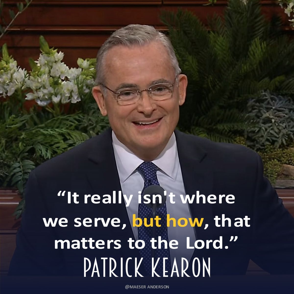 MaeserART's tweet photo. “It really isn't where we serve, but how, that matters to the Lord.” - Patrick Kearon

Saturday Morning Session | April 2026 General Conference
-----
#ldsconf #GeneralConference #Easter https://t.co/lzIMFoOIYm