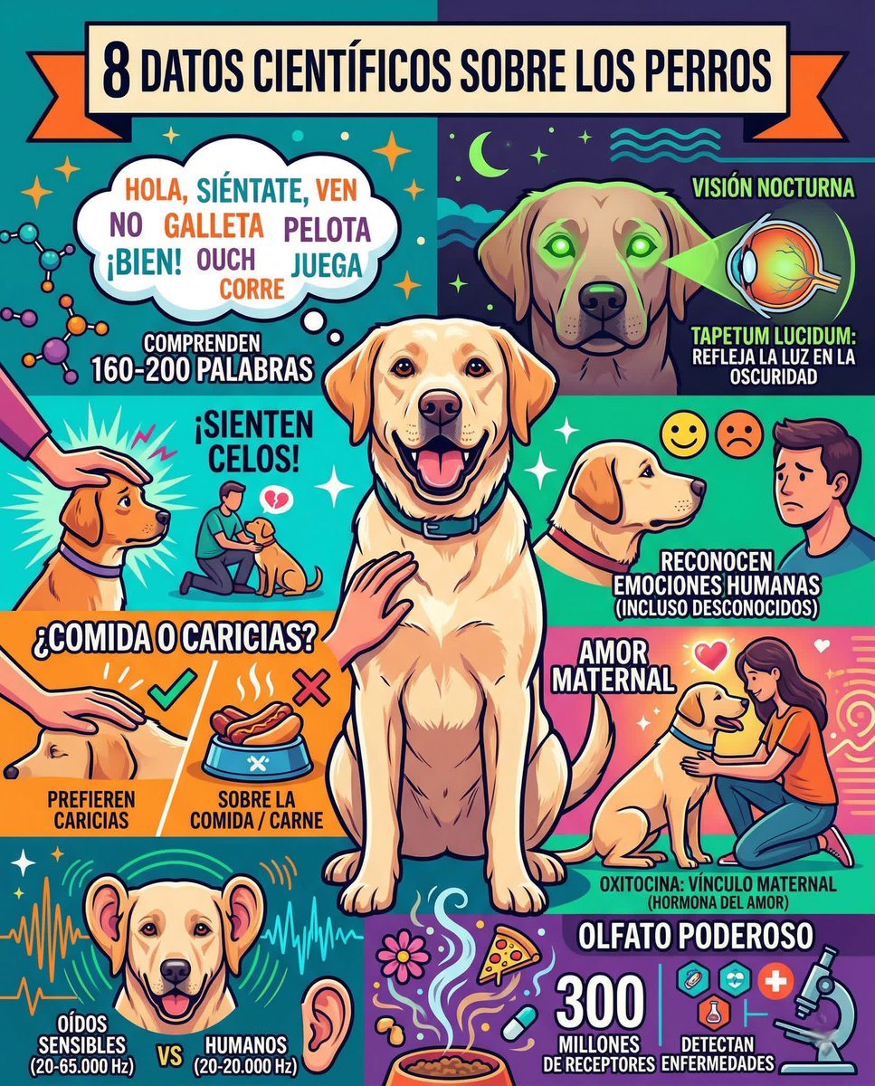 Aquí tienes 8 datos científicos que demuestran por qué los perros son realmente extraordinarios:

1. 🧠 Pueden entender muchas palabras

Los perros son capaces de comprender más de 160 palabras, e incluso algunos pueden llegar a reconocer hasta 200 vocablos.
Sí, tu perro entiende