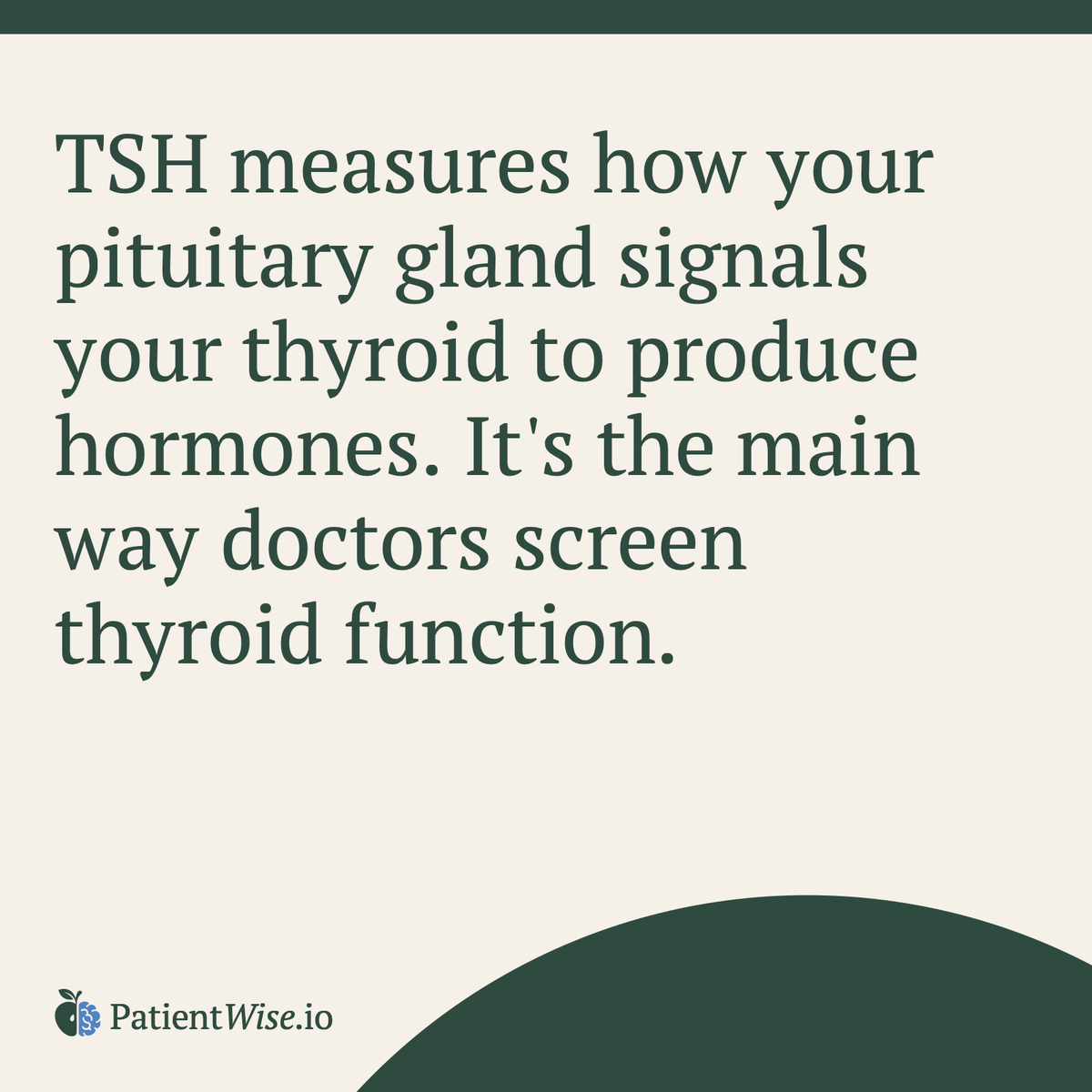 patientwise's tweet photo. TSH measures how your pituitary gland signals your thyroid to produce hormones. It's the main way doctors screen thyroid function. – PatientWise #ThyroidHealth #LabValues #health #wellness #patientadvocacy #chronicillness #raredisease https://t.co/ClJEYwjjEe